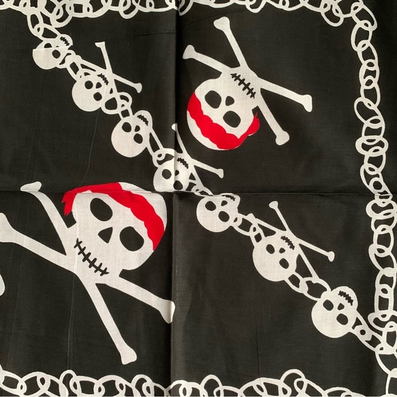 Skull & Cross Bones Black Bandana Punk Rock Bikercore Festival Y2K Rave NEW - Picture 4 of 5